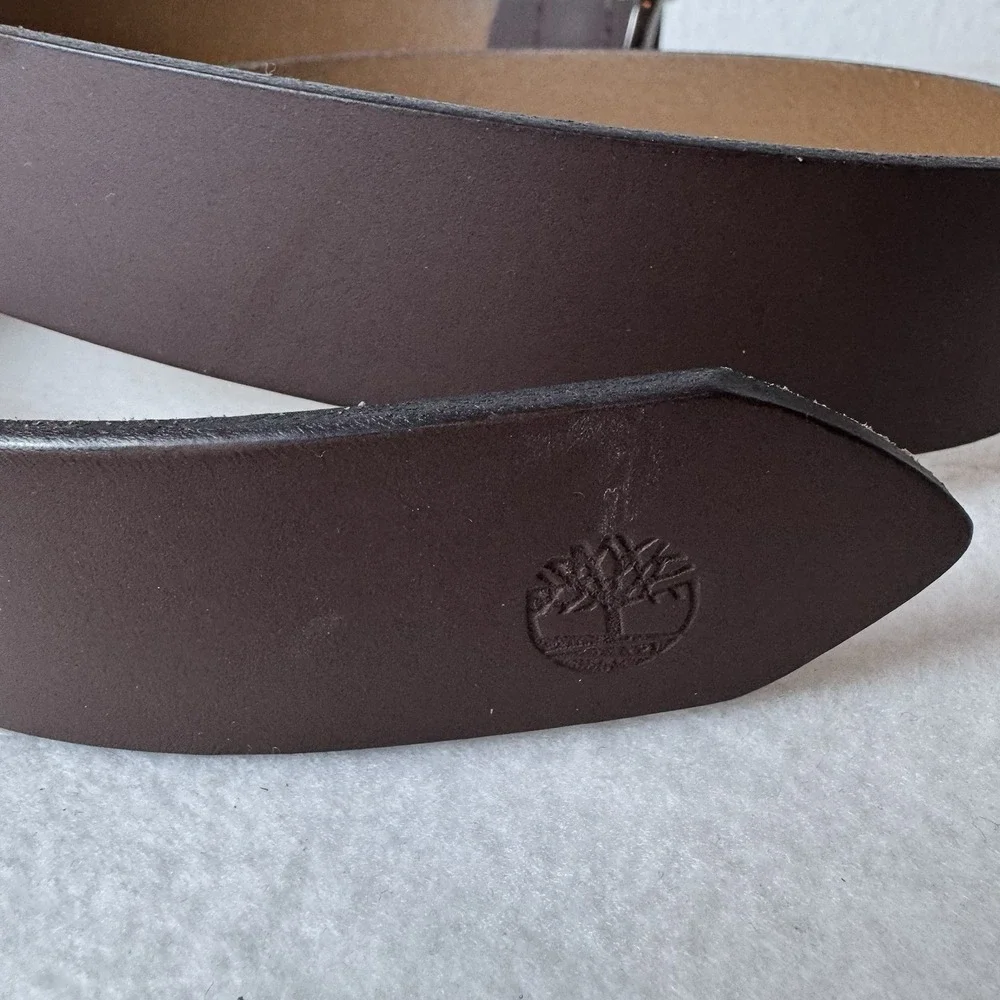 Timberland Brown Leather Belt 38 Adjustable Buckle Assembled In USA Classic